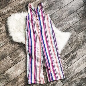 True Craft Striped Colorful Cropped Jumpsuit
